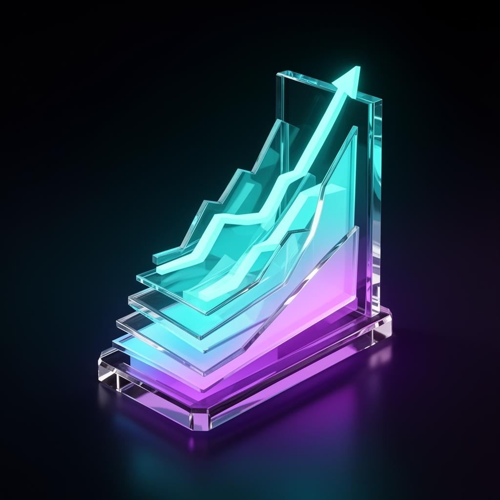 3D rendered glass growth chart symbolising compounding performance